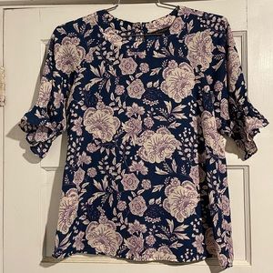 Womens Banana Republic 3/4 length sleeve floral blouse